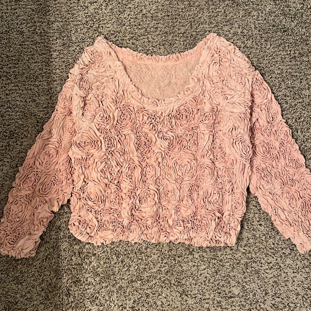 American Apparel3D Flower Mesh Top Pink OSFA